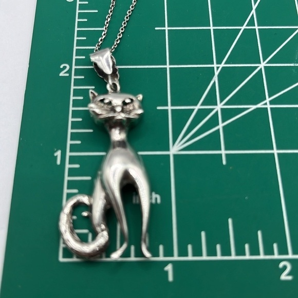 Cat with fish Pendant Adorable cat /kitten necklace Large Oversized Cat 18” - Picture 12 of 12